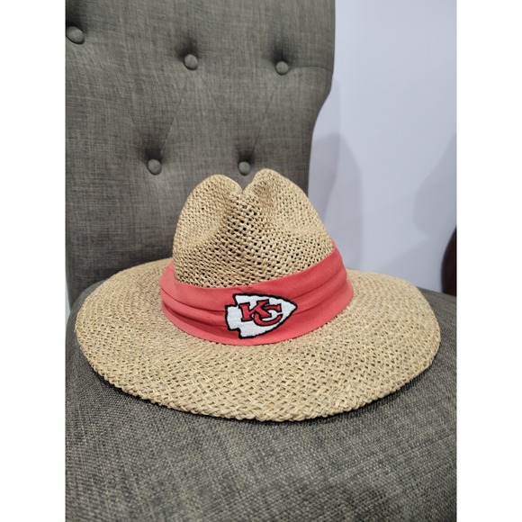 Reebok Other - Vintage Kansas City Chiefs NFL Straw Fedora Hat On Field Reebok Team Apparel S/M
